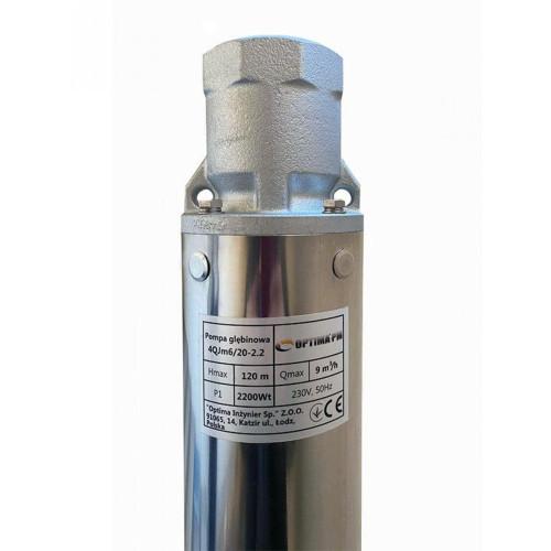 Optima 4QJm6/20; 2,2 кВт; h = 125 м; 1,5м каб свердловинний насос з підвищеною стійкістю до піску
