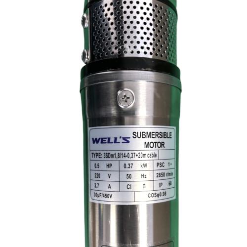 Насос свердловинний Well's 3SDm1,8/14 — занурювальний відцентровий h=59м з кабелем 20м	