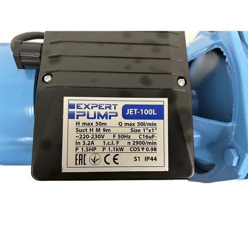 Поверхневий насос Expert Pump JET-100L; 1,1 кВт, h=50м, Q=50л/хв (чавун довгий)